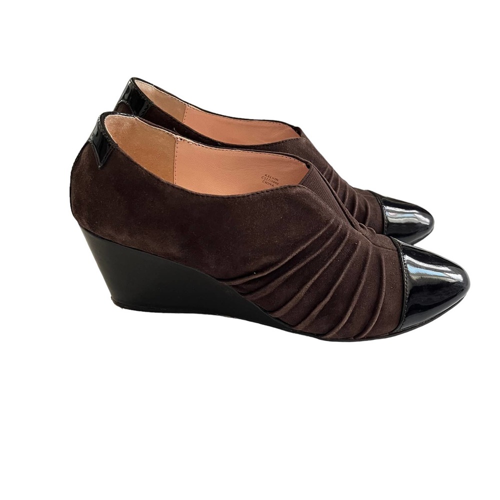 Taryn Rose Kelvin Wedge Shoes in Suede and Patent Leather Combo Women size 6.5